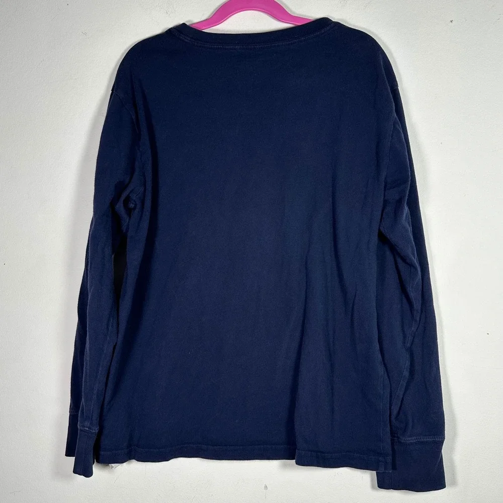 Polo Ralph Lauren Boys Navy Blue Skiing Polo Bear Long Sleeve Graphic Tee Size M